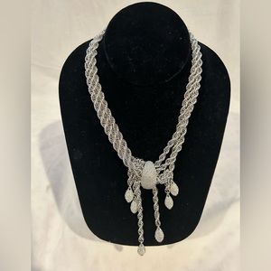 Vintage mesh metal silver tone necklace